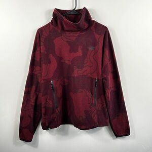 The North Face Womens Fleece Pullover Jacket Burgundy Camo Outdoor Large